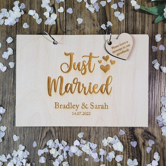 Just Married Wooden Wedding Guest Book | Rustic Wedding Decor | Wooden Guest Book Alternative | Unique Wedding Guestbook