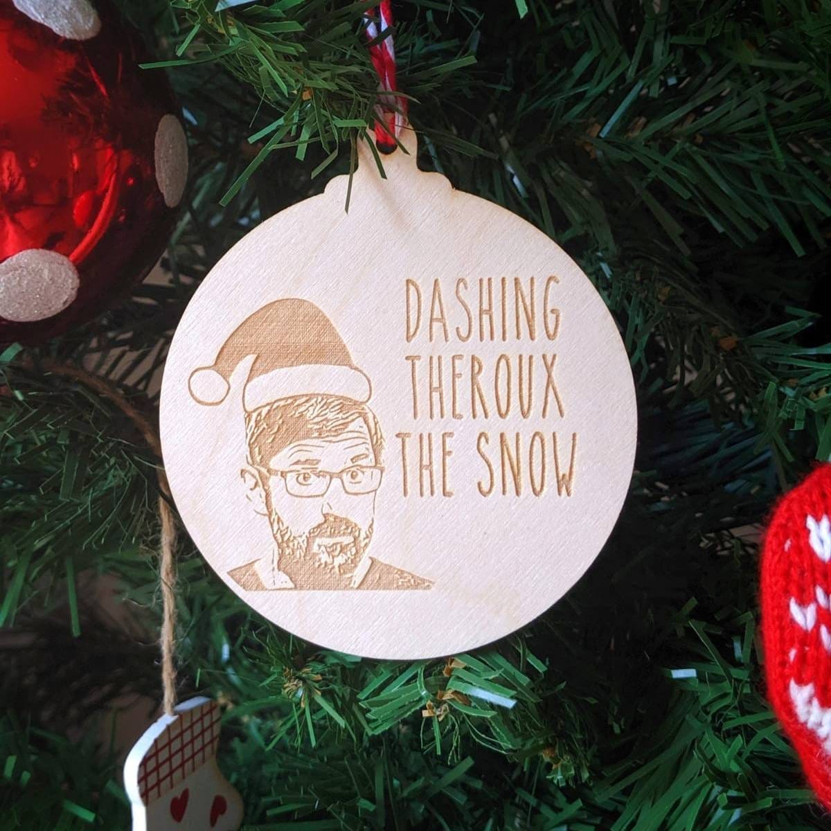 Louis Theroux Christmas Bauble Decoration - Dashing Theroux The Snow