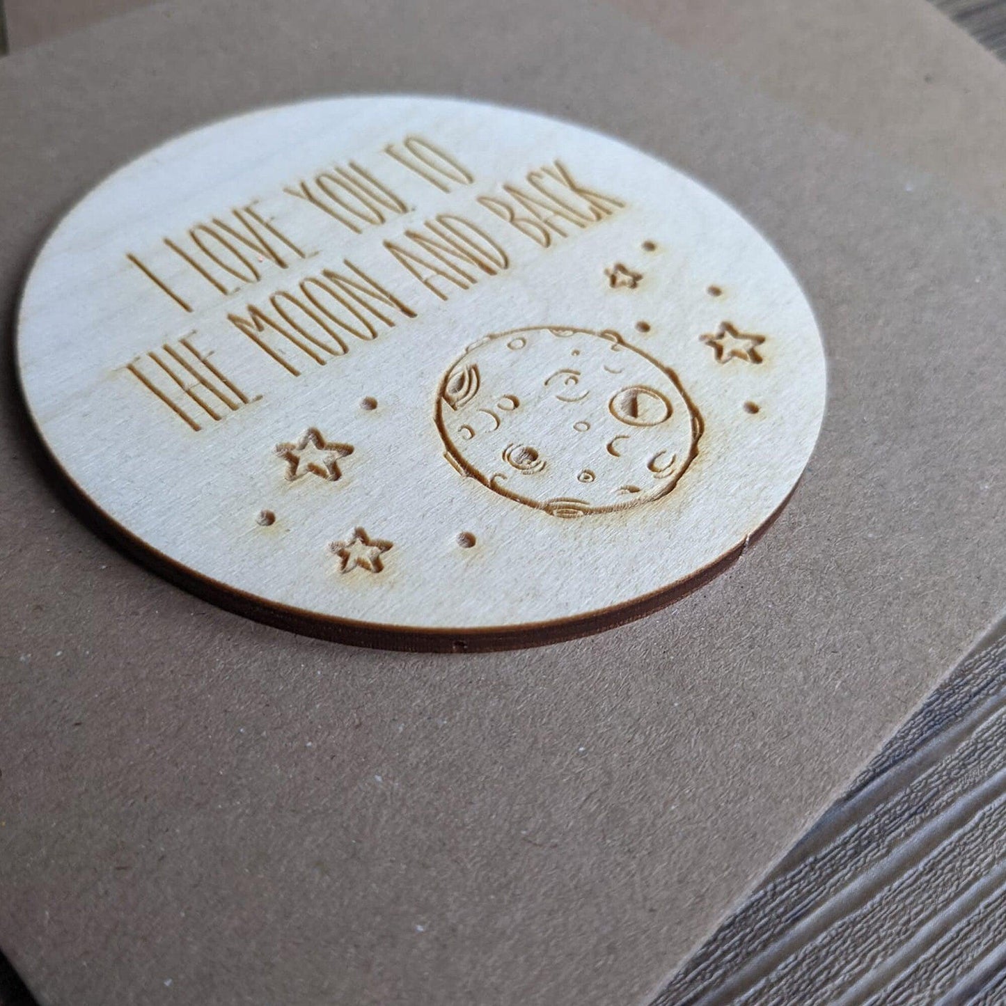 Love you to the Moon and back Valentines Card - Wooden Card - Valentines day card - Anniversary card - Wooden Card - Unique Card