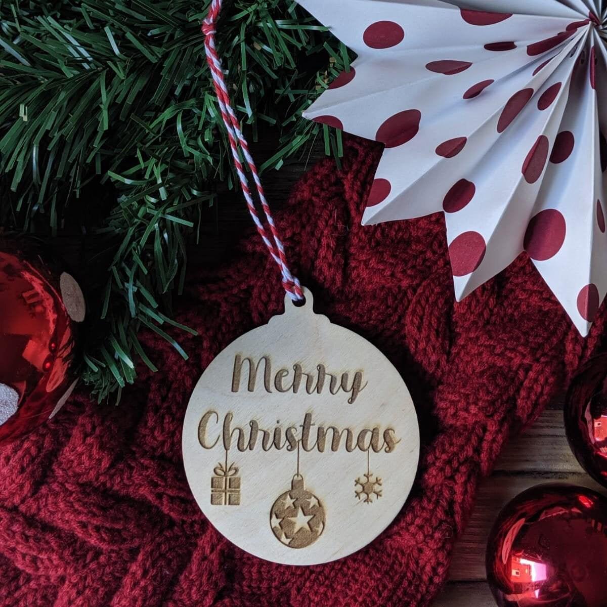 Merry Christmas Bauble Decoration - Christmas Ornament