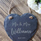 Mr and Mrs PERSONALISED Custom Slate Heart - Wedding gift for couples - Newlywed Gifts Slate Sign Custom