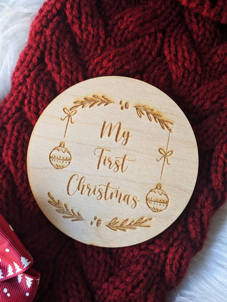 My 1st Christmas Flat Lay Disc - Christmas photo prop - Wooden Engraving -Flat Lay disc- Wooden Disc