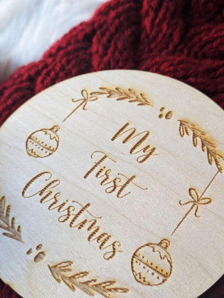 My 1st Christmas Flat Lay Disc - Christmas photo prop - Wooden Engraving -Flat Lay disc- Wooden Disc