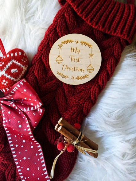 My 1st Christmas Flat Lay Disc - Christmas photo prop - Wooden Engraving -Flat Lay disc- Wooden Disc