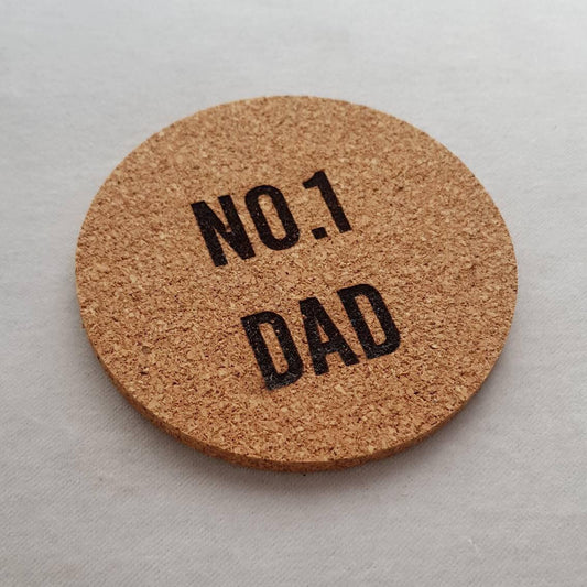 No 1 Dad - Fathers day Beer Coaster - Cork Coaster - Fathers Day Gift - Gift For Dad