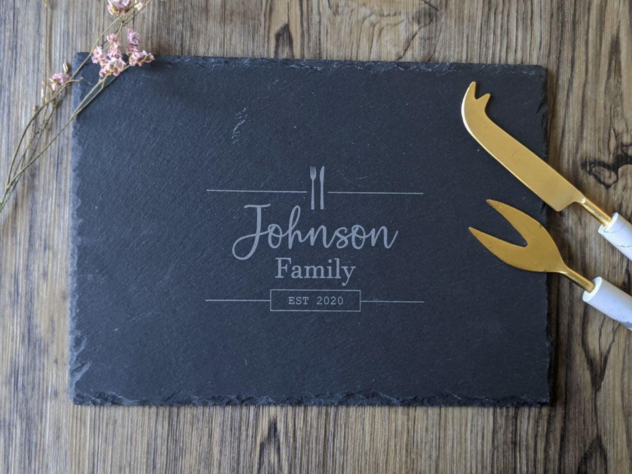 PERSONALISED Family Custom Slate Cheese Board - Family Christmas gift