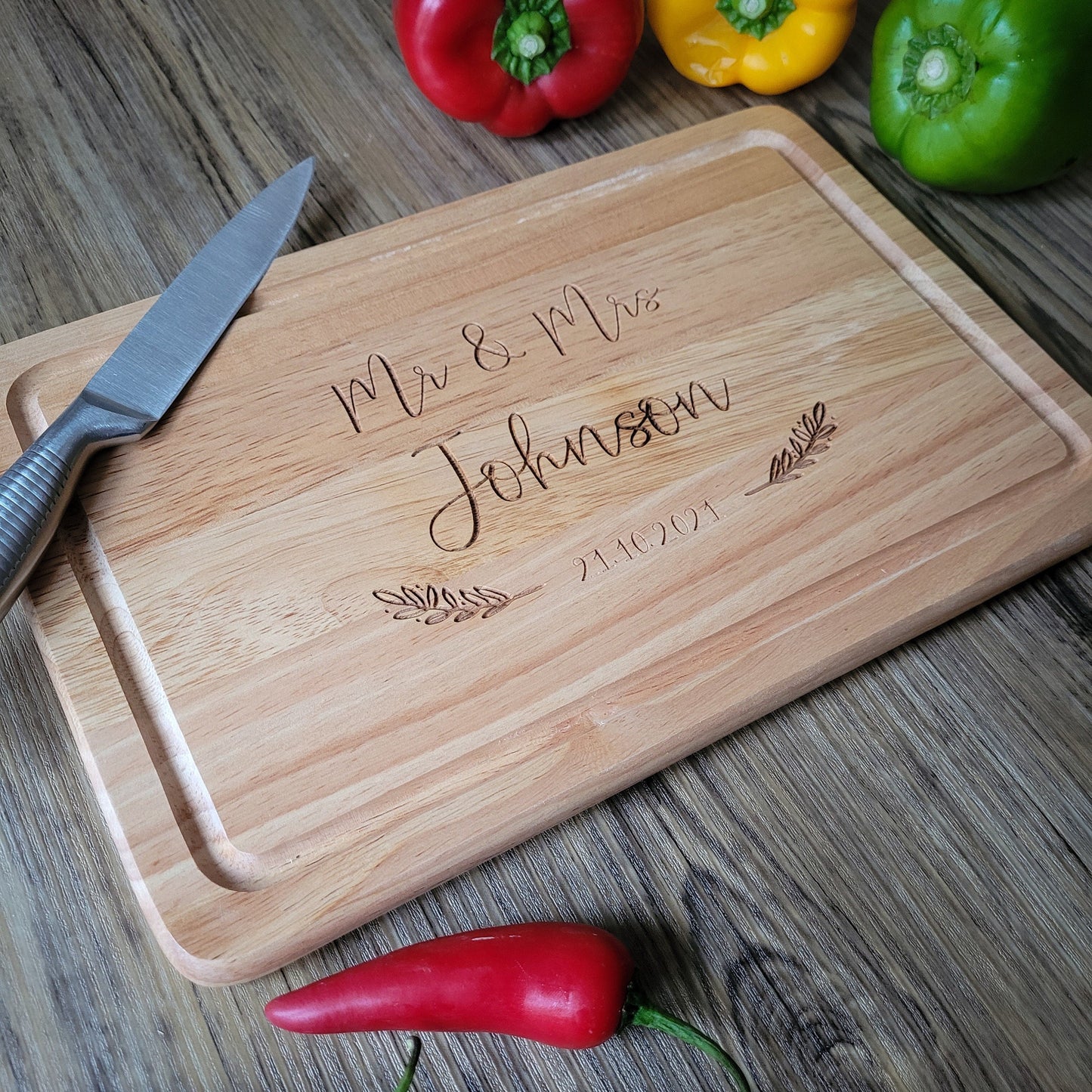 Personalised 'mr and Mrs' Slate Chopping Board Personalized