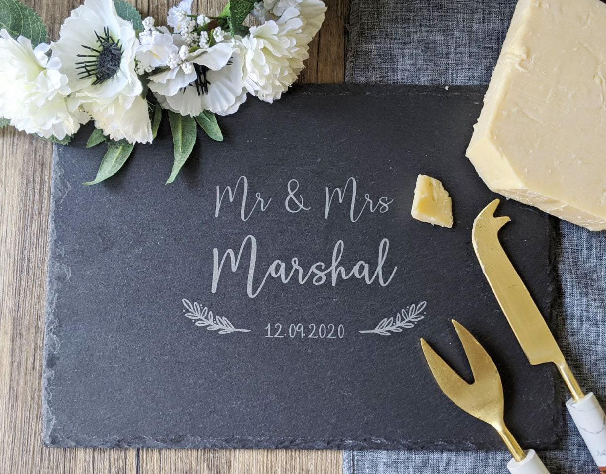 PERSONALISED Slate Cheese Board - Mr and Mrs Cheese Board - Wedding gift