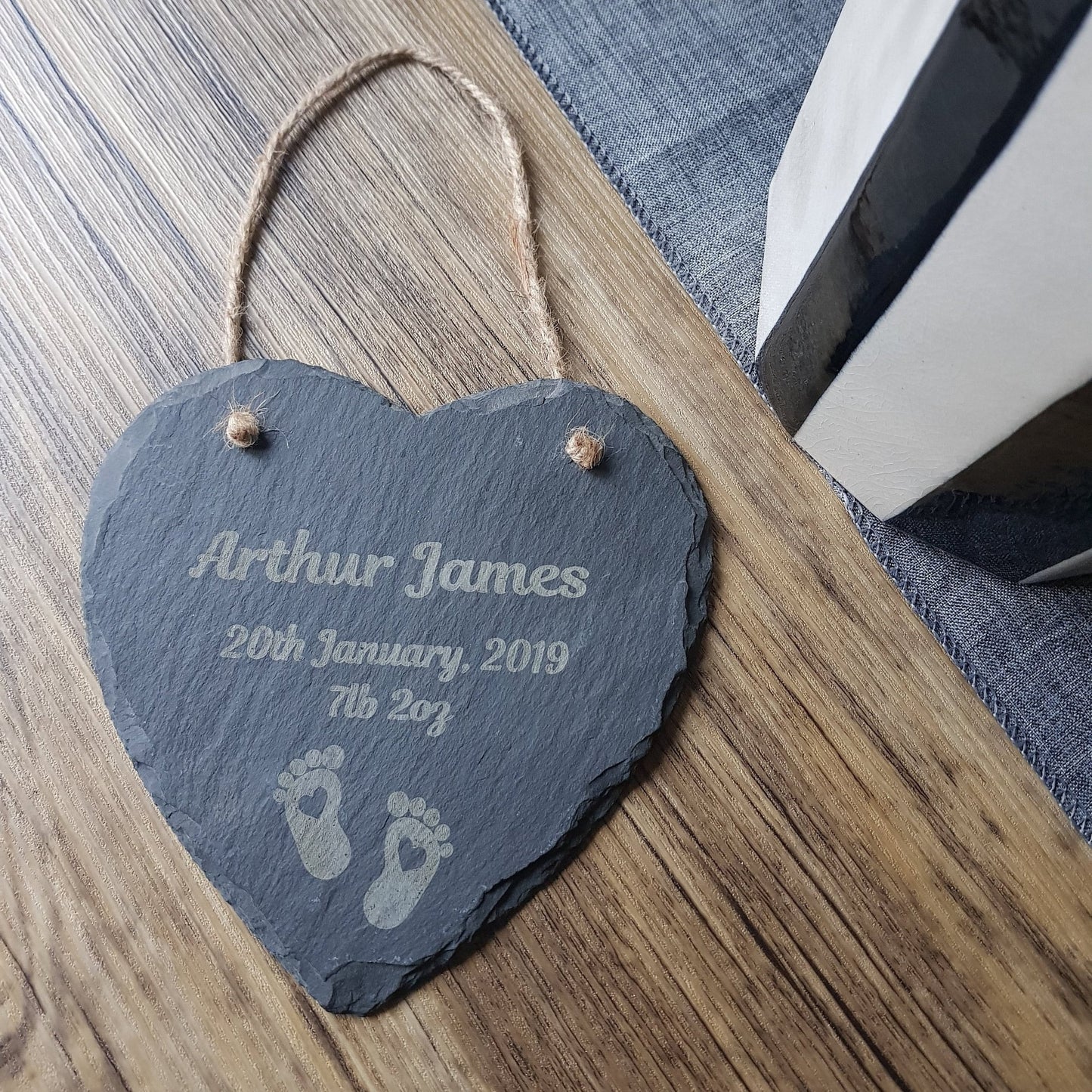 Personalised Baby Gift - Personalised Slate Heart Gift For Newborn Baby