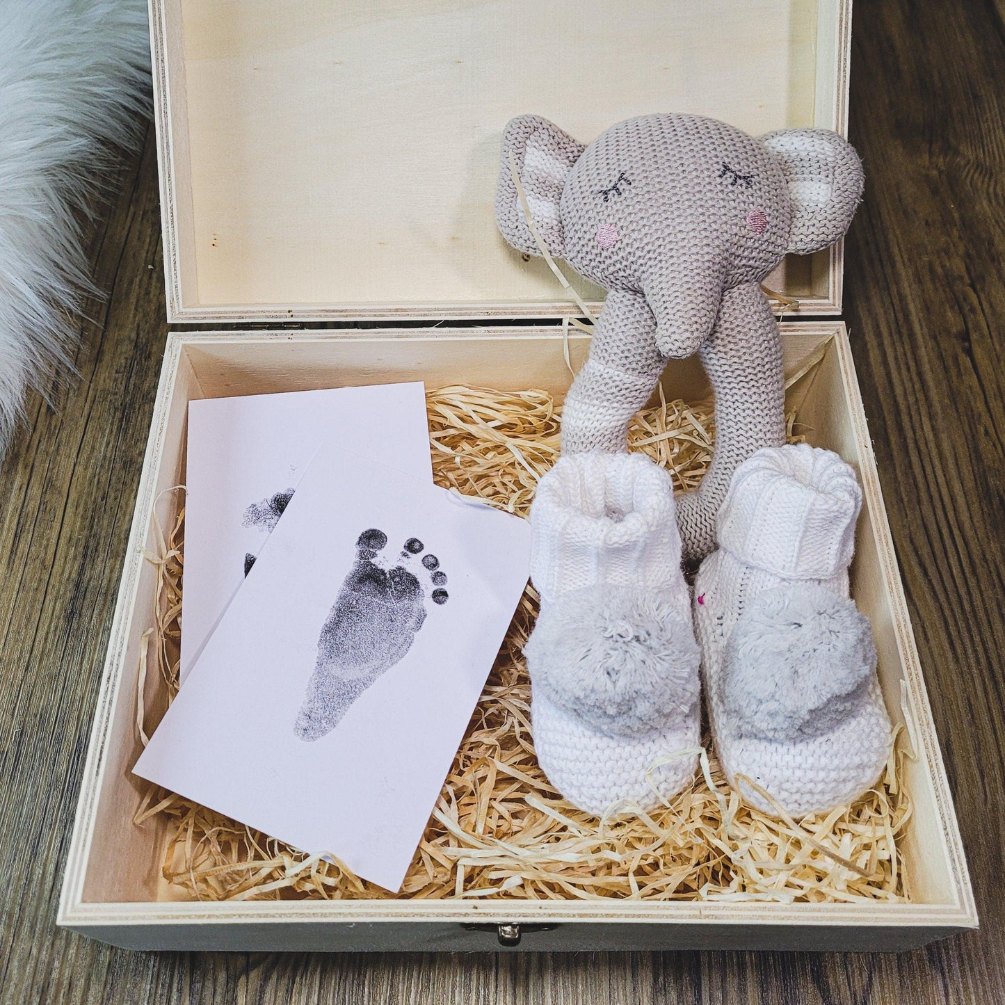 Personalised Elephant Keepsake Box | Custom Box with Birth Details | Unique Wooden Box