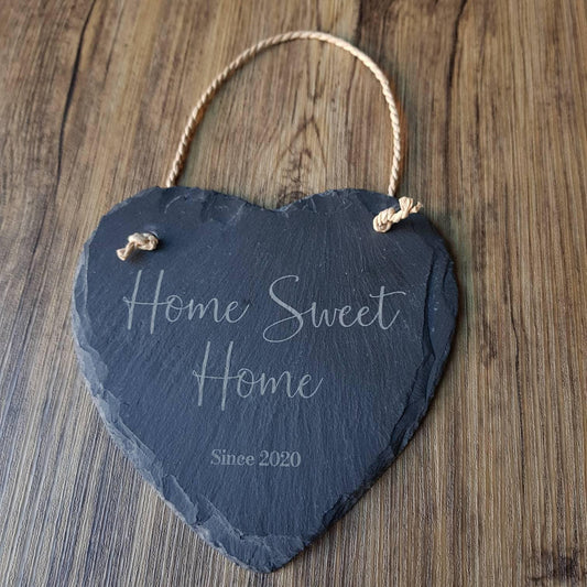 Personalised Housewarming Gift - Home Sweet Home Slate Engraved Sign