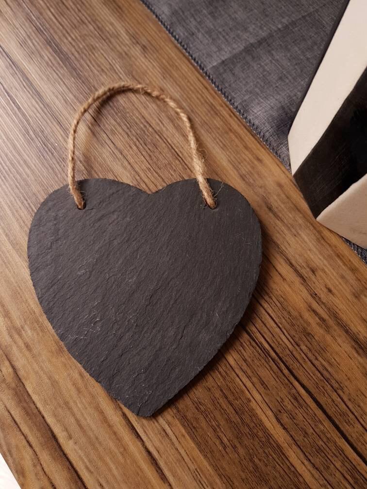 Personalised Laser Engraved Heart Shaped Slate Sign - Custom Slate Engraving