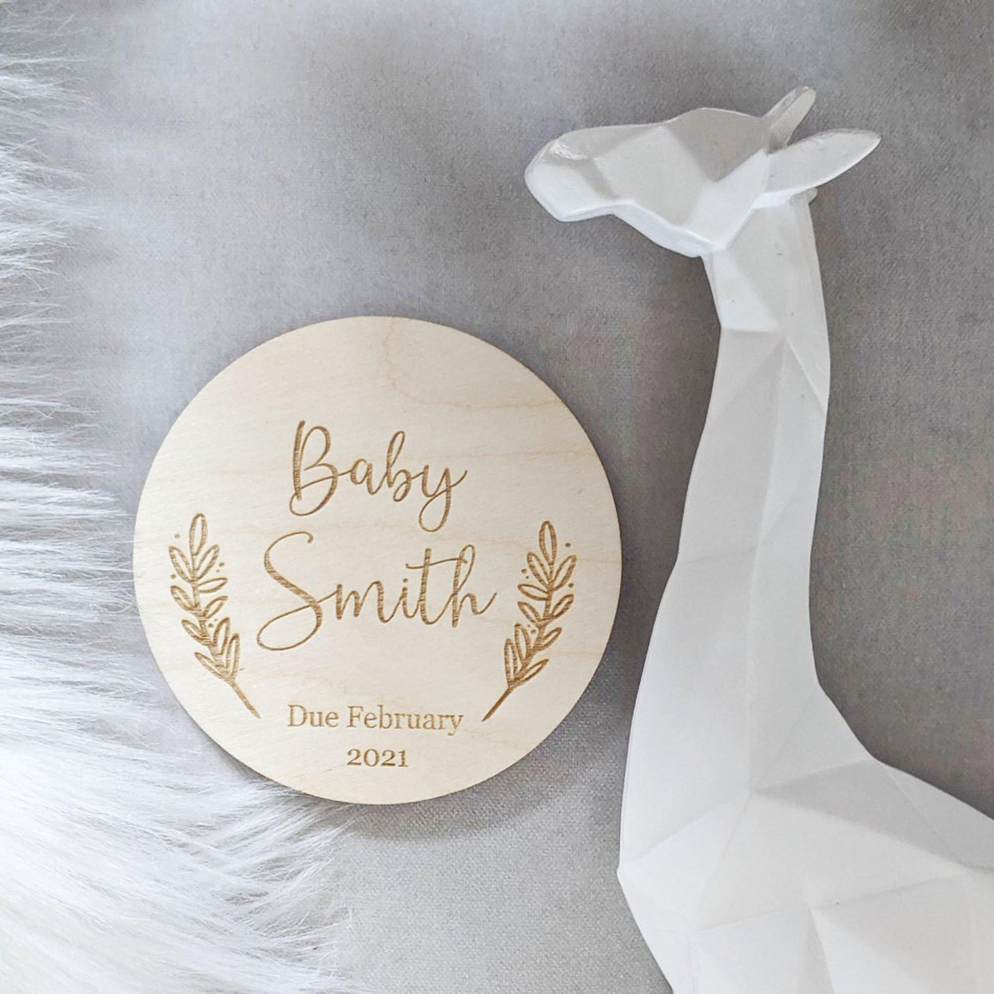 Personalised Pregnancy Announcement Disc - Personalised Baby Sign 9cm/14.5cm