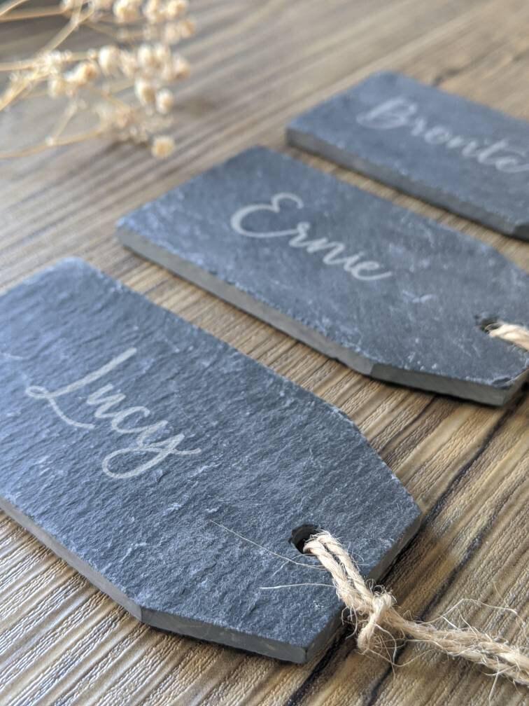 Personalised Slate Table Names | Wedding Place Names | Wedding Keepsake | Wedding Favours | Engraved Slate | Any Quantity Available