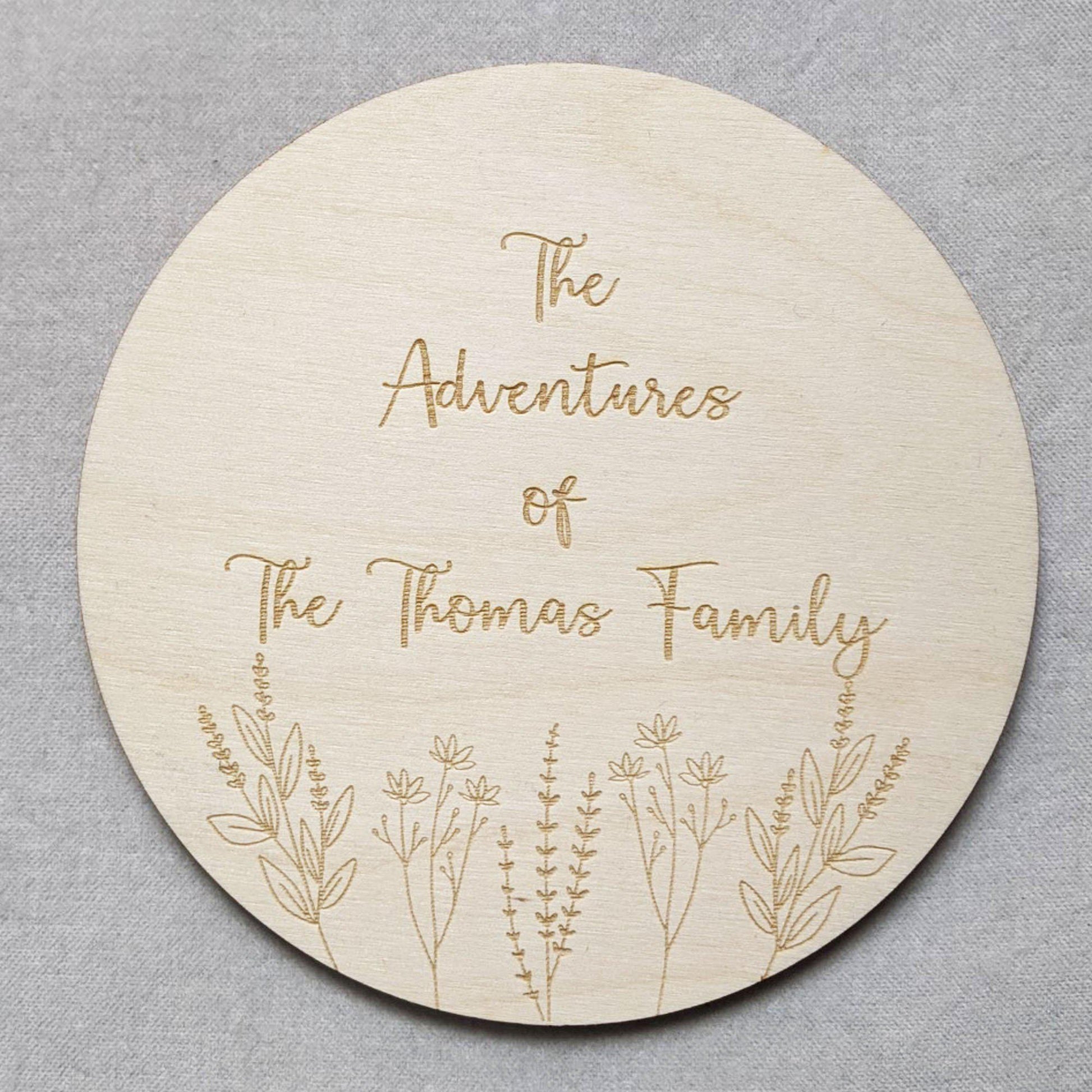 Personalised The Adventures Of Wooden Disc Engraving