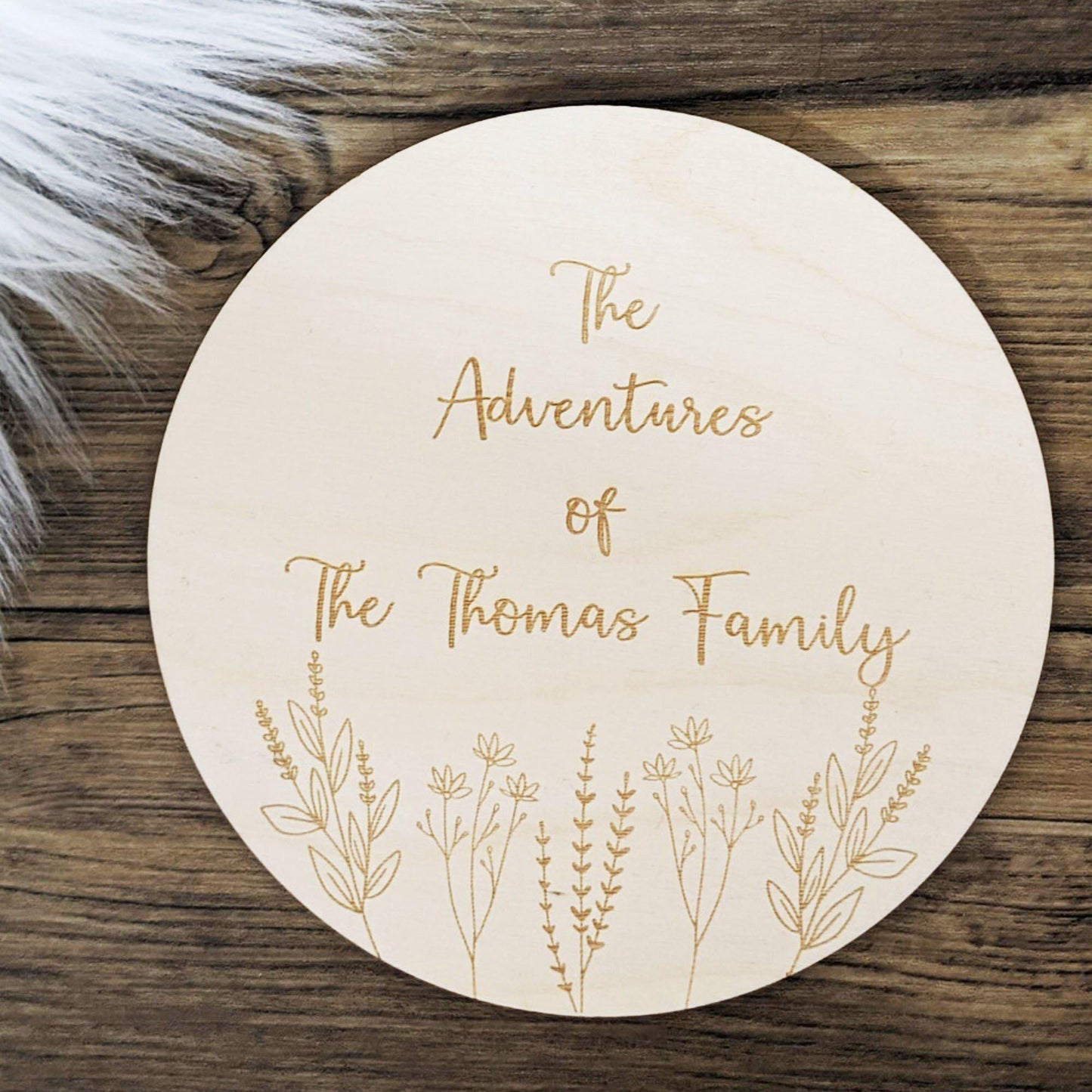 Personalised The Adventures Of Wooden Disc Engraving