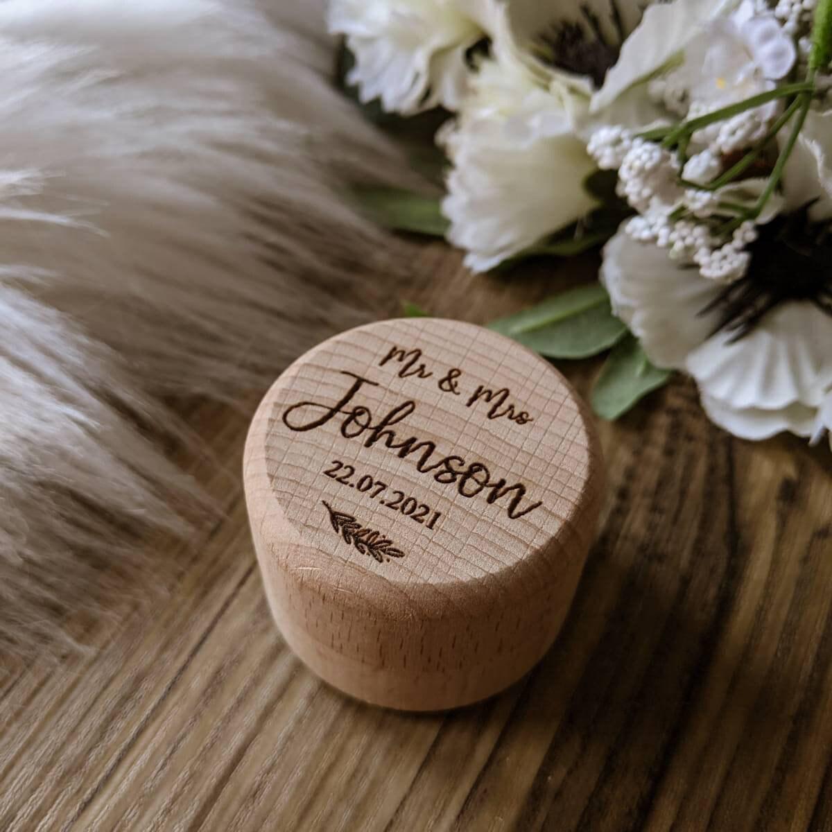 Personalised Wedding Ring Box - Custom Ring Bearer Box Gift - Engraved Wedding Gift