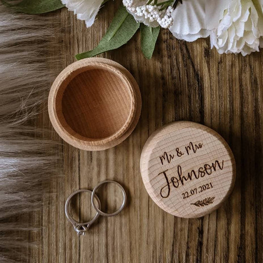 Personalised Wedding Ring Box - Custom Ring Bearer Box Gift - Engraved Wedding Gift