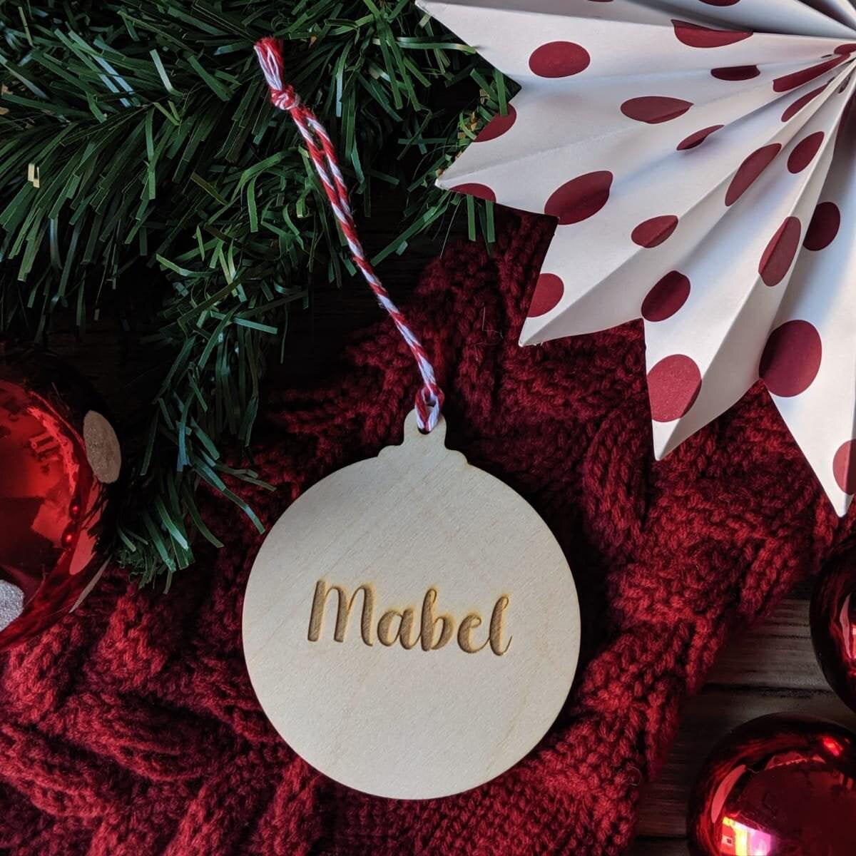 Personalised Wooden Christmas Bauble - Custom Wooden Engraving