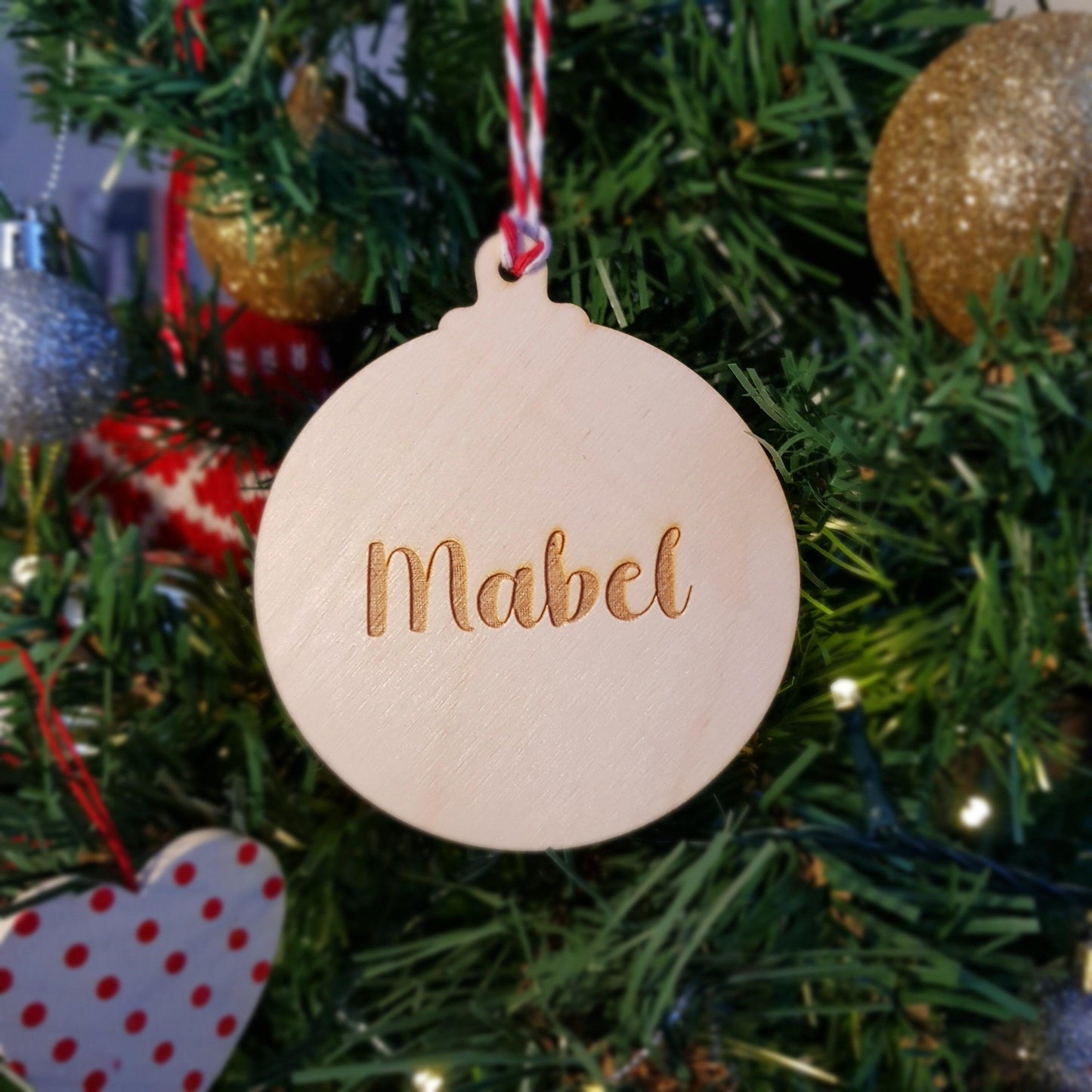 Personalised Wooden Christmas Bauble - Custom Wooden Engraving