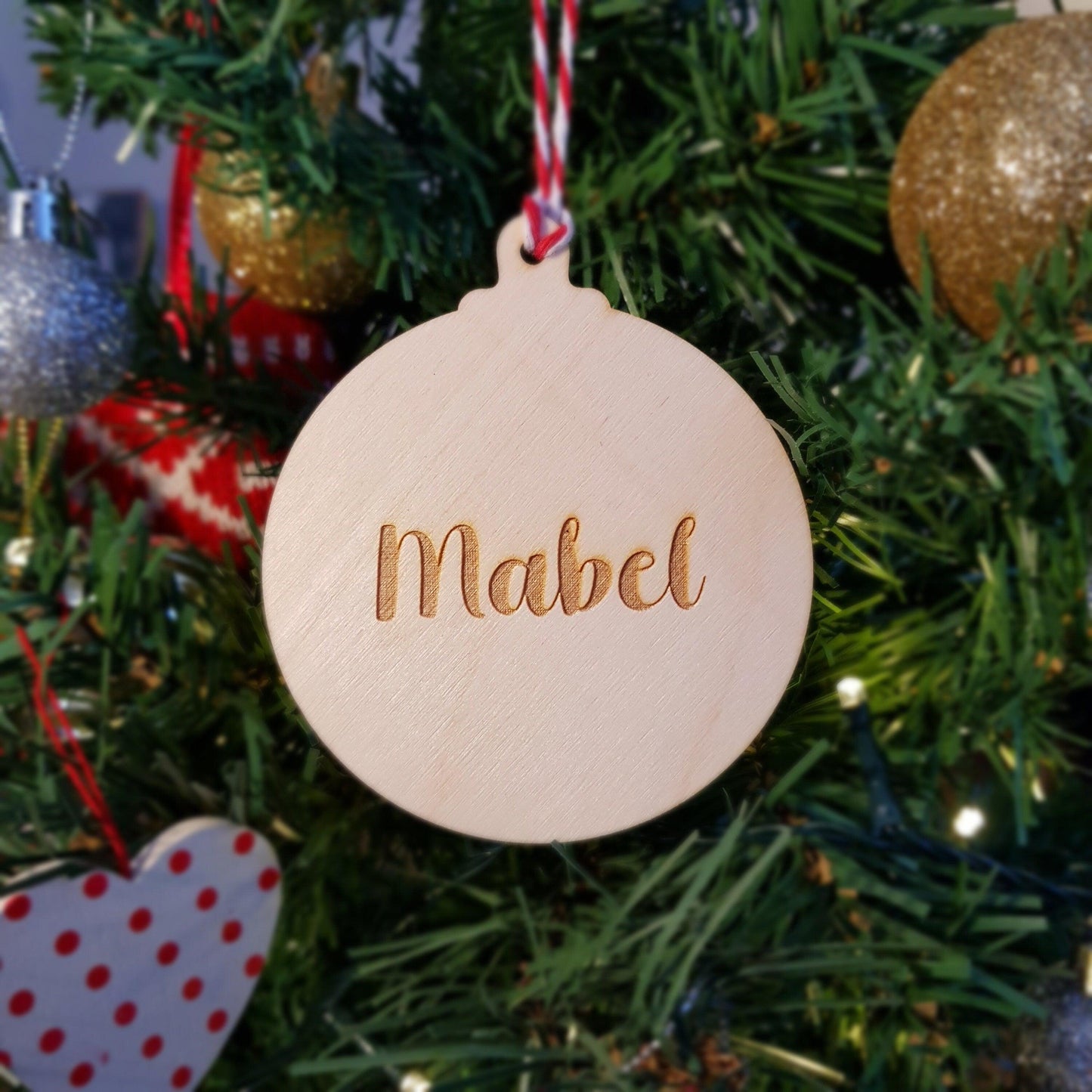 Personalised Wooden Christmas Bauble - Custom Wooden Engraving