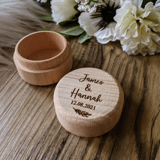 Personalised Wooden Wedding Ring Box | Customised Engagement Ring Box