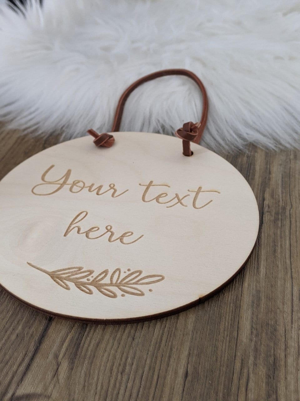 Personalised Your text here Wall Hanging - Leaf motif door Plaque