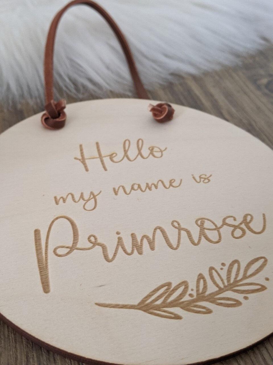 Personalised 'hello my name is' Wall Hanging | Nursery Plaque | Keepsake wooden sign | New Baby Gift | Baby Door Sign | Baby Announcement