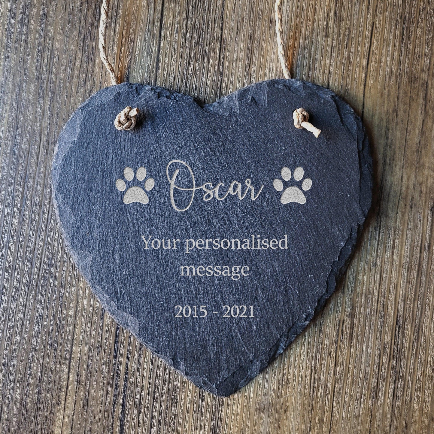 Pet Memorial Slate - Personalised Engraved Heart Shaped Memorial Slate Sign