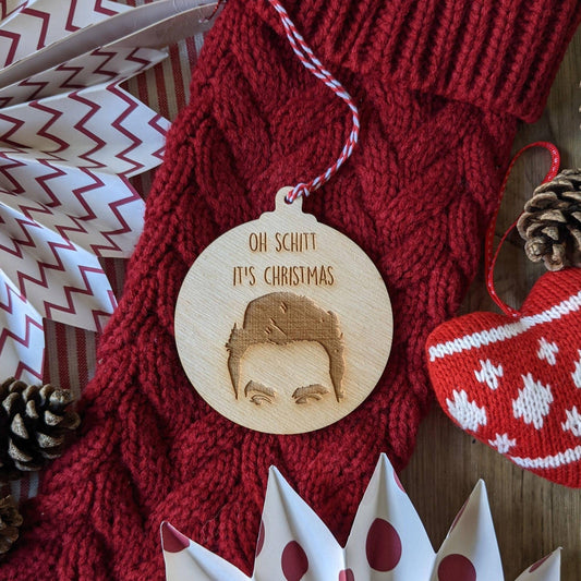 Schitts Creek Christmas Bauble - Oh Schitt it's Christmas Christmas Decoration - Wooden Engraved Christmas Ornament or Christmas Gift Tag