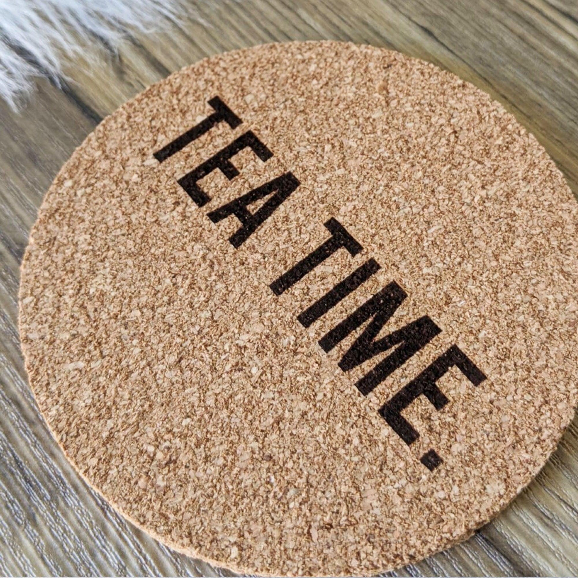 Tea Time Cork Coaster - Drink Mat - Housewarming Gift