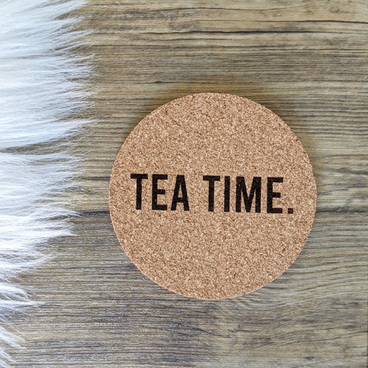 Tea Time Cork Coaster - Drink Mat - Housewarming Gift