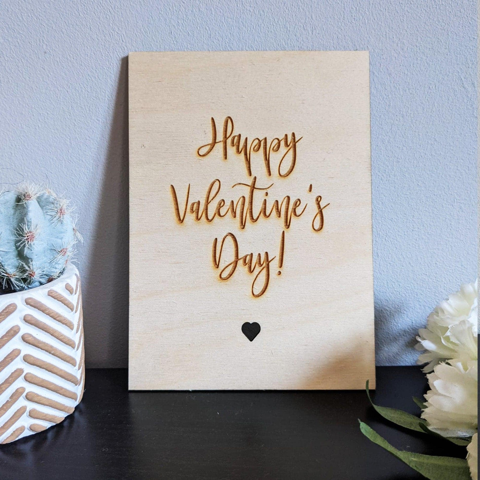 Valentines Wooden Card -Happy Valentine's day - Valentines gift - Engraved gift - Custom Gift - Valentines card