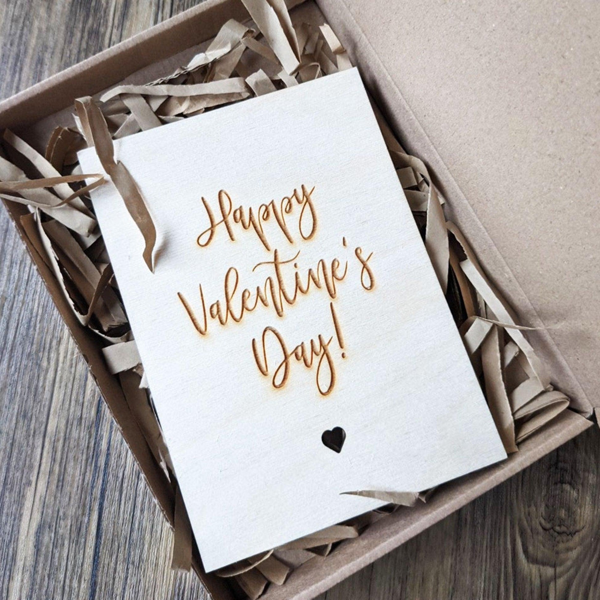 Valentines Wooden Card -Happy Valentine's day - Valentines gift - Engraved gift - Custom Gift - Valentines card