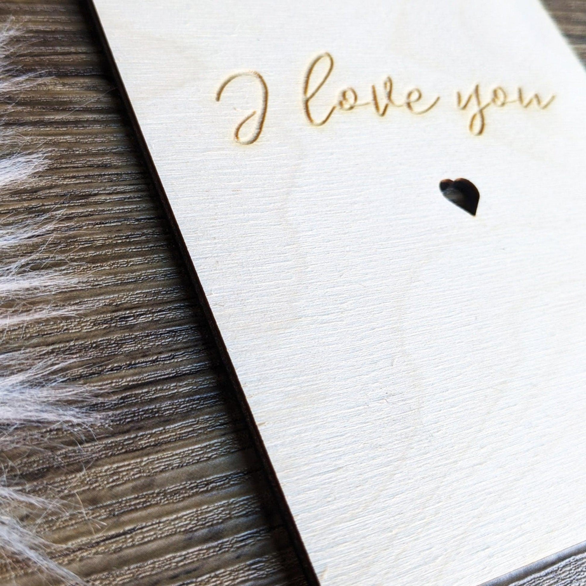 Valentines Wooden Card -I Love you- Valentines gift - Engraved gift - Custom Gift - Valentines card- Anniversary card