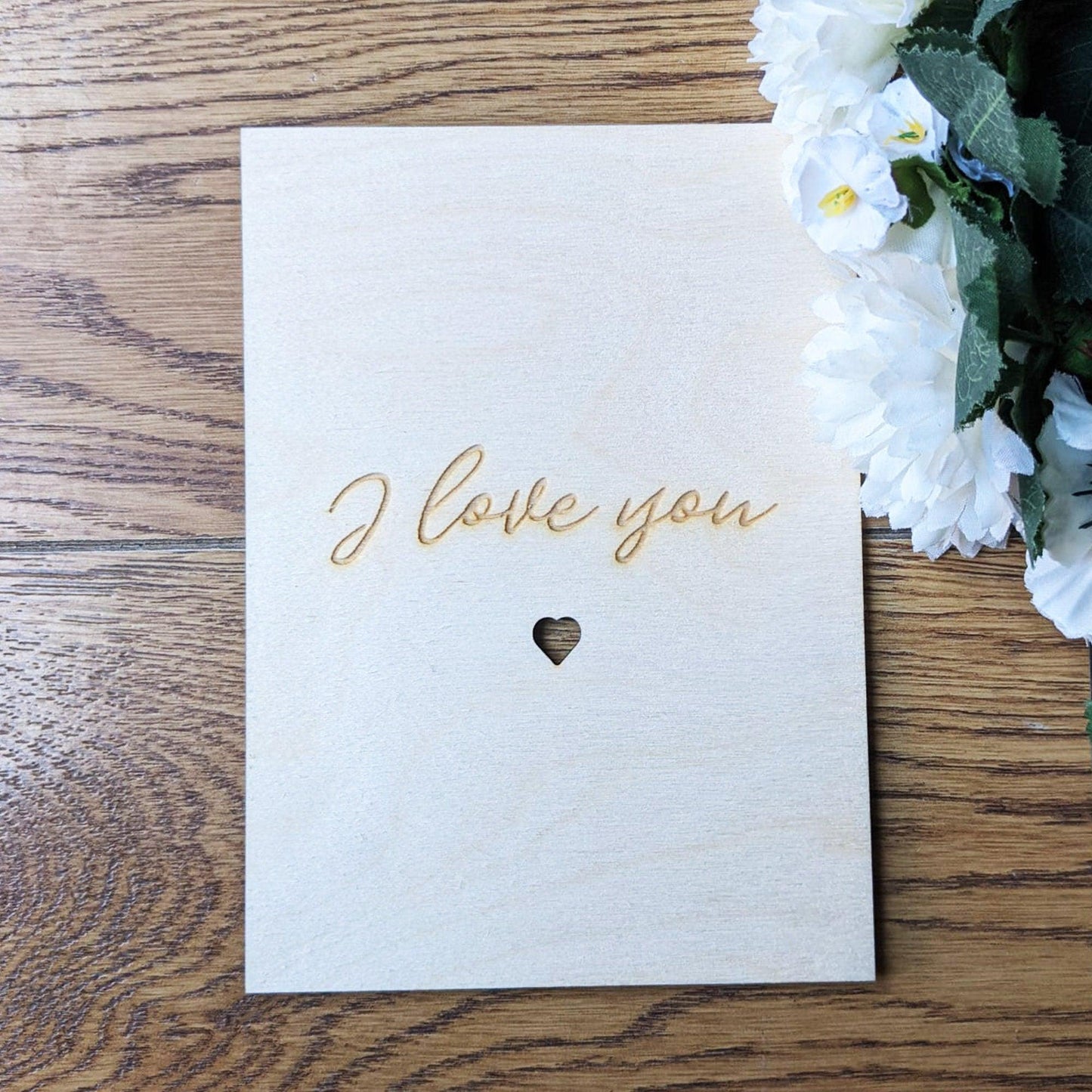 Valentines Wooden Card -I Love you- Valentines gift - Engraved gift - Custom Gift - Valentines card- Anniversary card