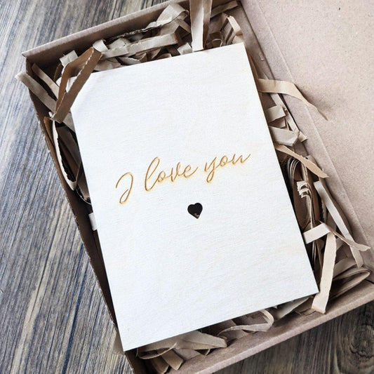 Valentines Wooden Card -I Love you- Valentines gift - Engraved gift - Custom Gift - Valentines card- Anniversary card