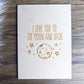 Valentines Wooden Card - Love you to the moon and back - Valentines gift - Engraved gift - Custom Gift - Valentines card- Anniversary card