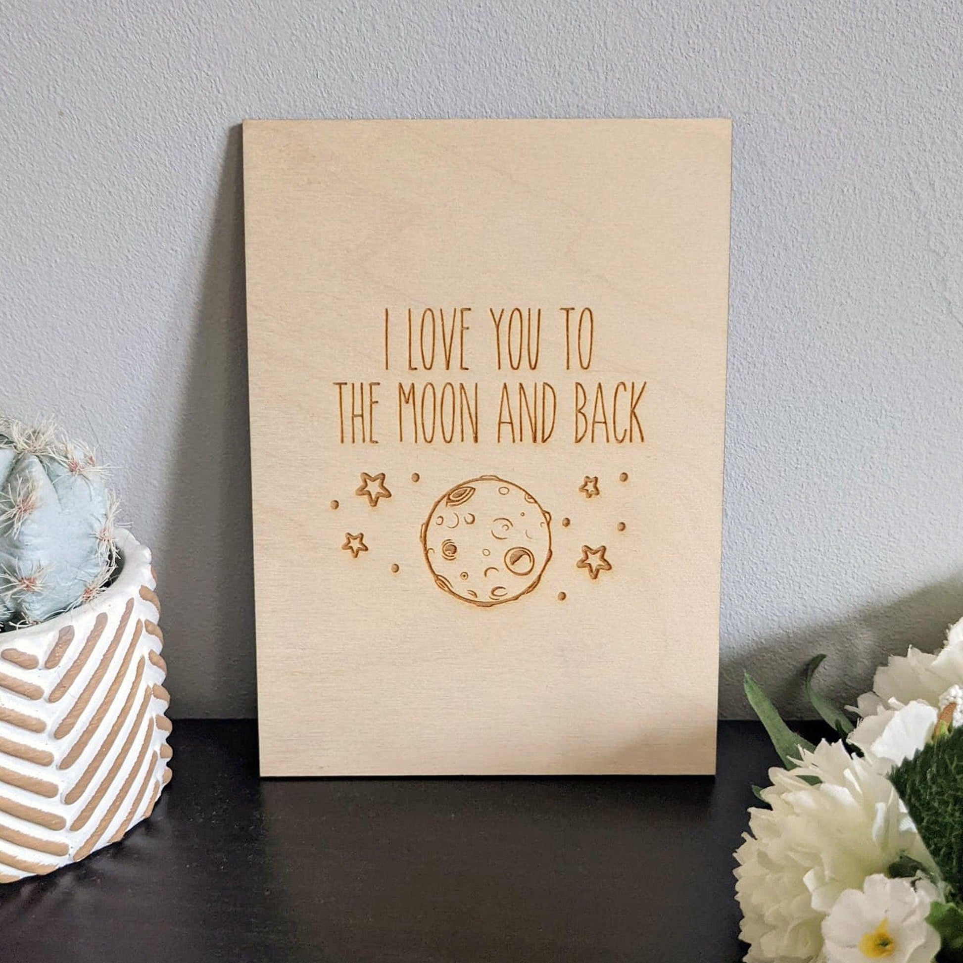 Valentines Wooden Card - Love you to the moon and back - Valentines gift - Engraved gift - Custom Gift - Valentines card- Anniversary card