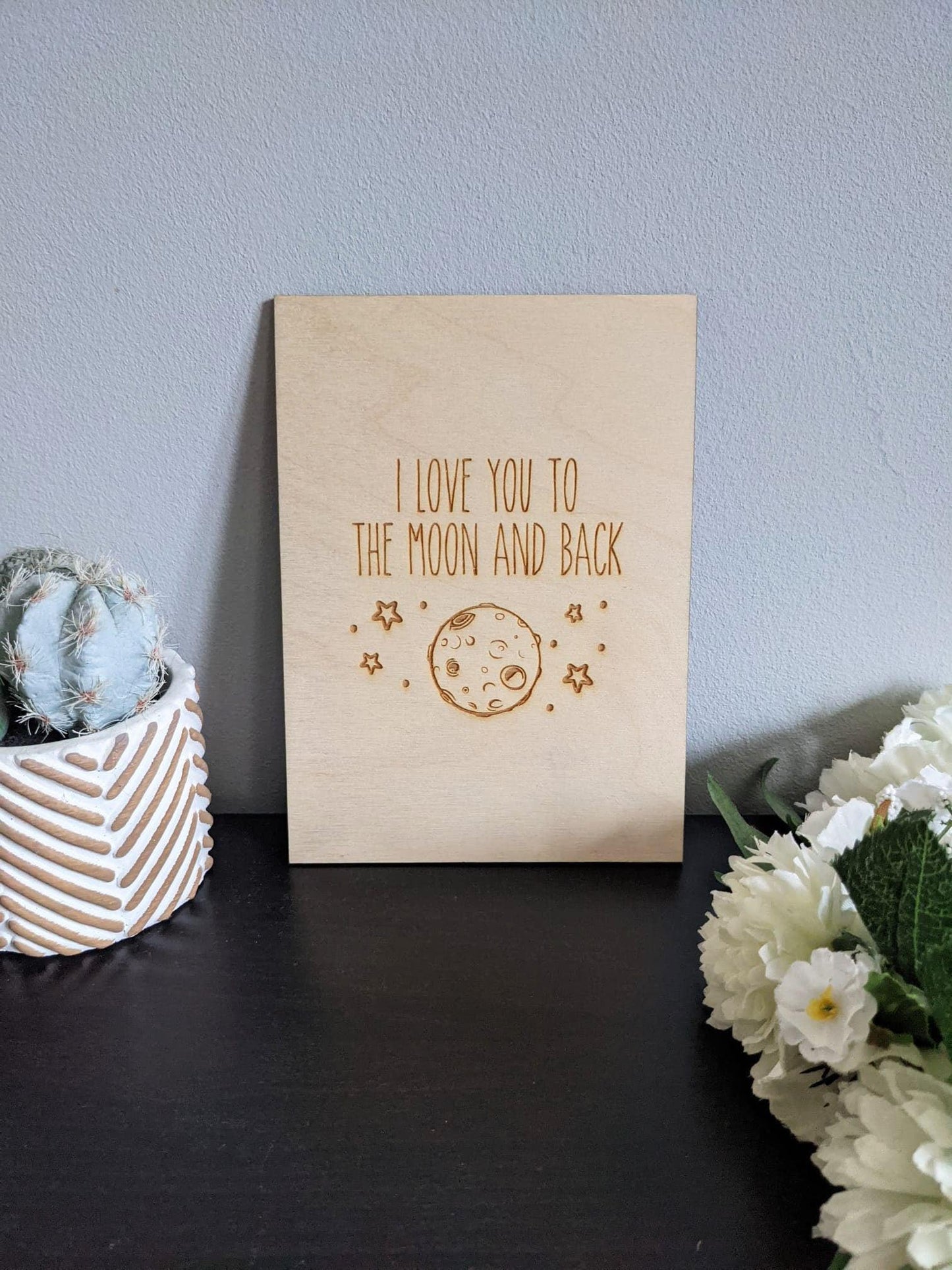 Valentines Wooden Card - Love you to the moon and back - Valentines gift - Engraved gift - Custom Gift - Valentines card- Anniversary card