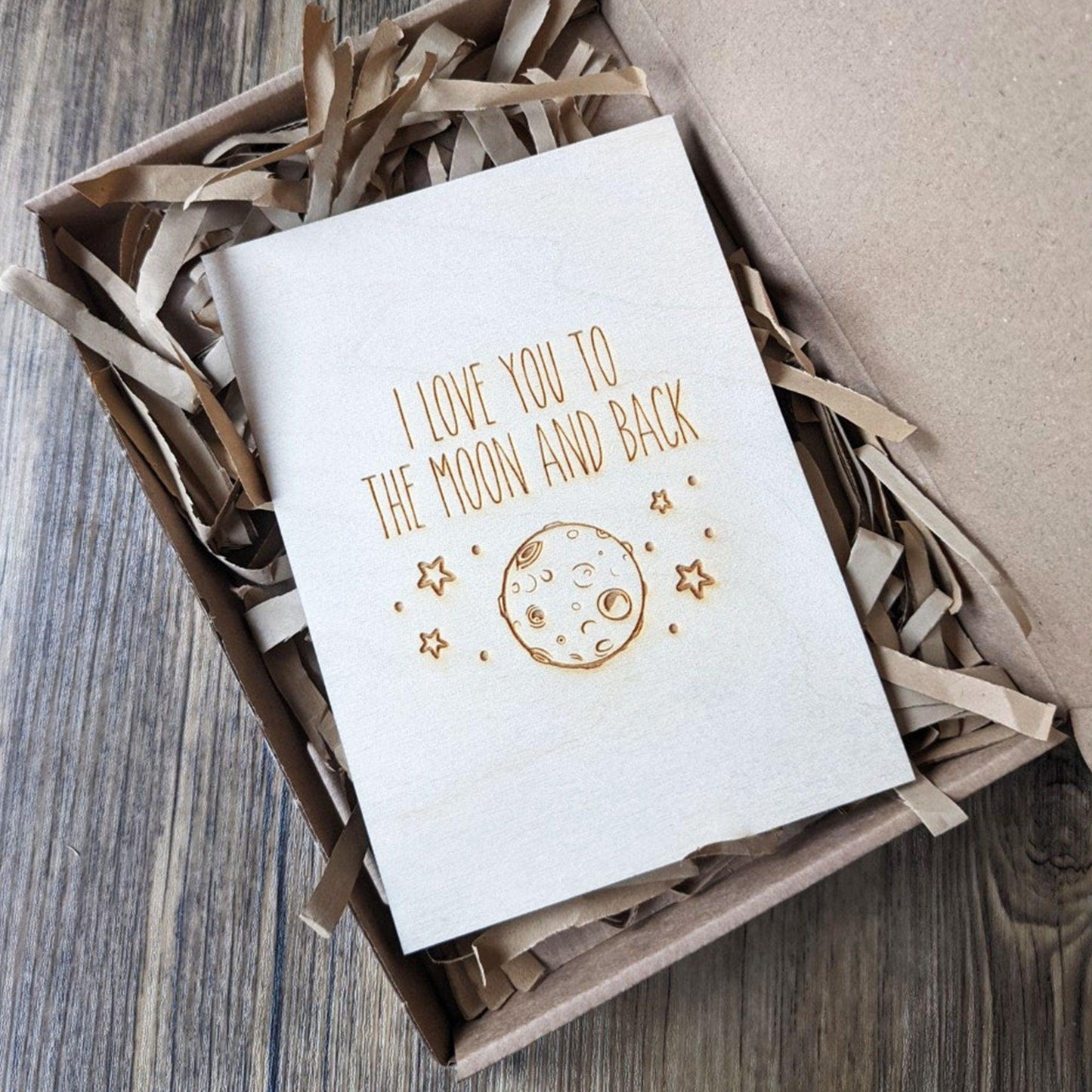 Valentines Wooden Card - Love you to the moon and back - Valentines gift - Engraved gift - Custom Gift - Valentines card- Anniversary card