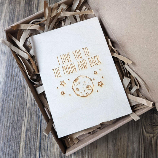 Valentines Wooden Card - Love you to the moon and back - Valentines gift - Engraved gift - Custom Gift - Valentines card- Anniversary card