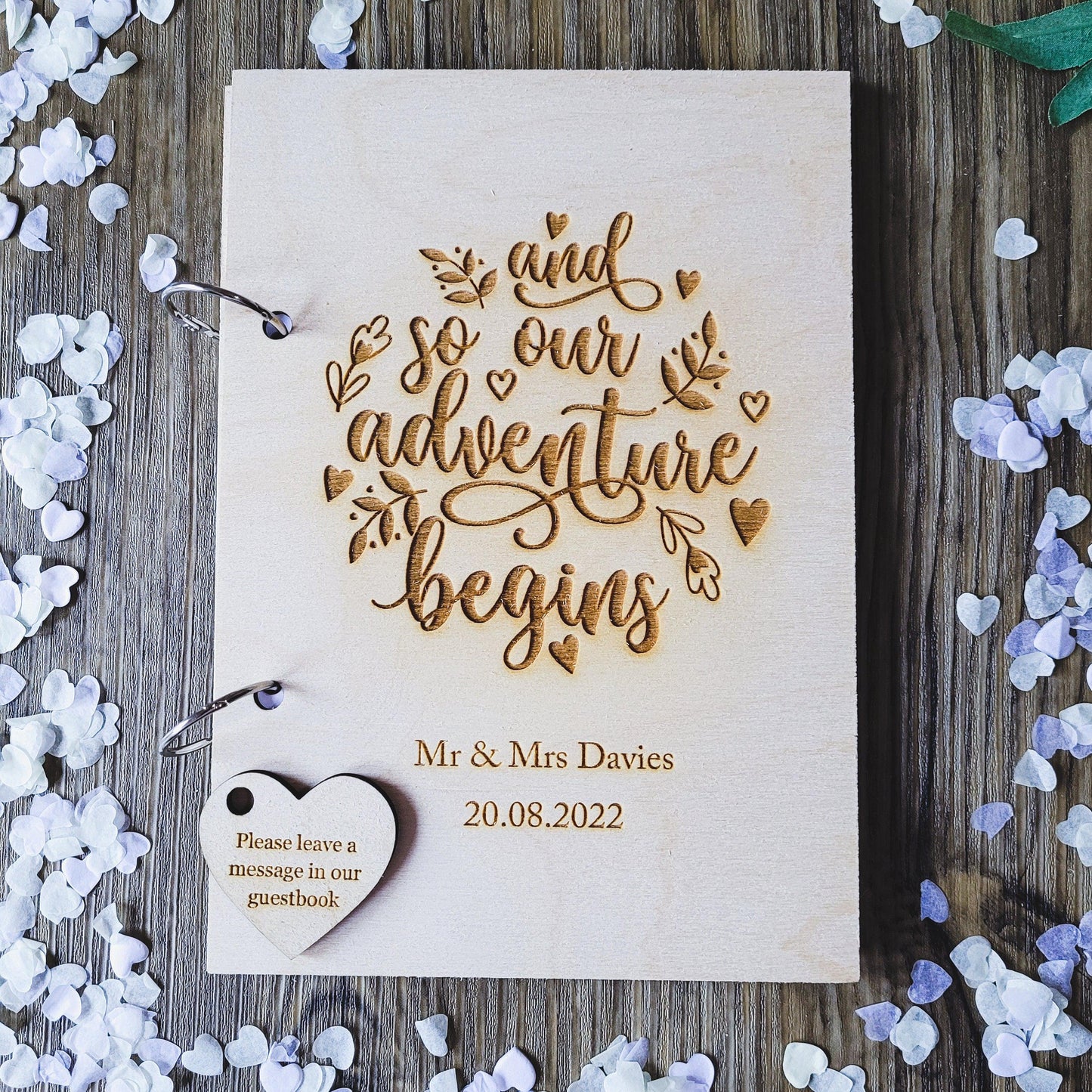 Wedding Guest Book "And So Our Adventure Begins" | Unique Wooden Guest Book | Rustic Wedding Decor | Wedding Guestbook Alternative