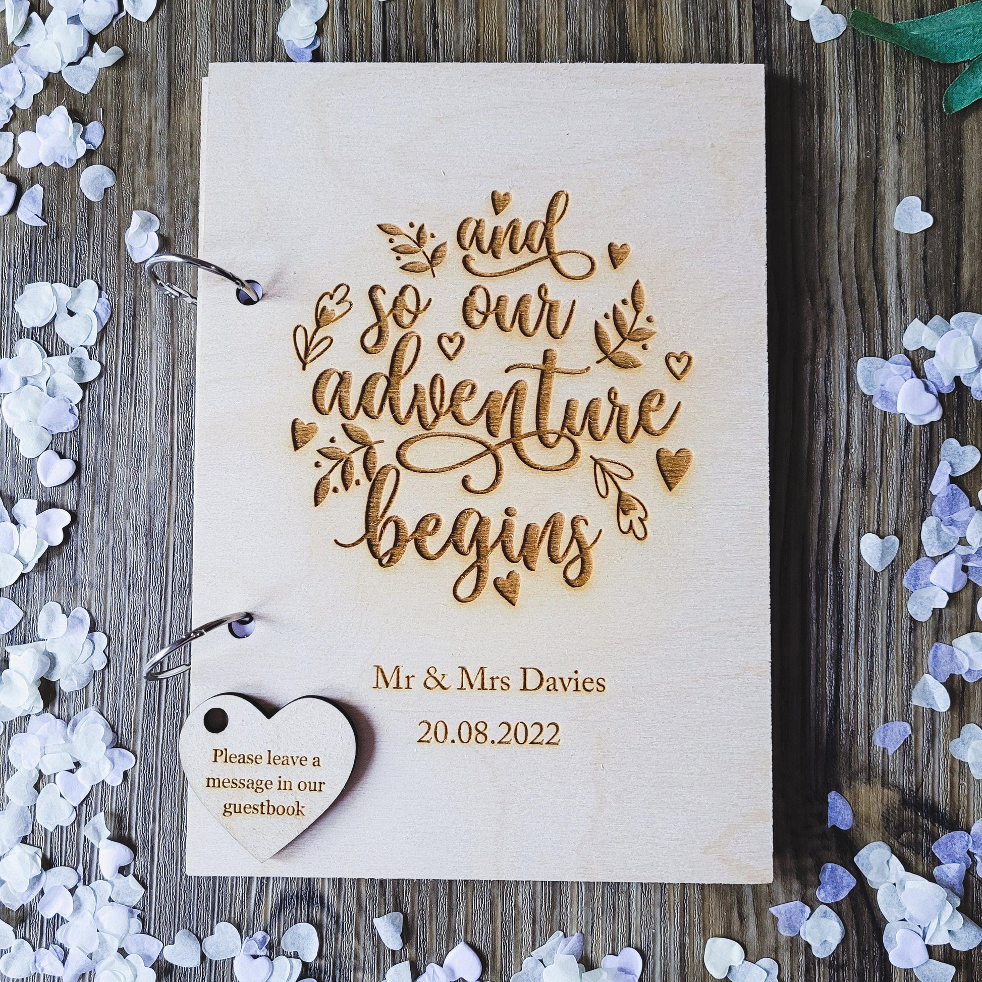 Wedding Guest Book "And So Our Adventure Begins" | Unique Wooden Guest Book | Rustic Wedding Decor | Wedding Guestbook Alternative