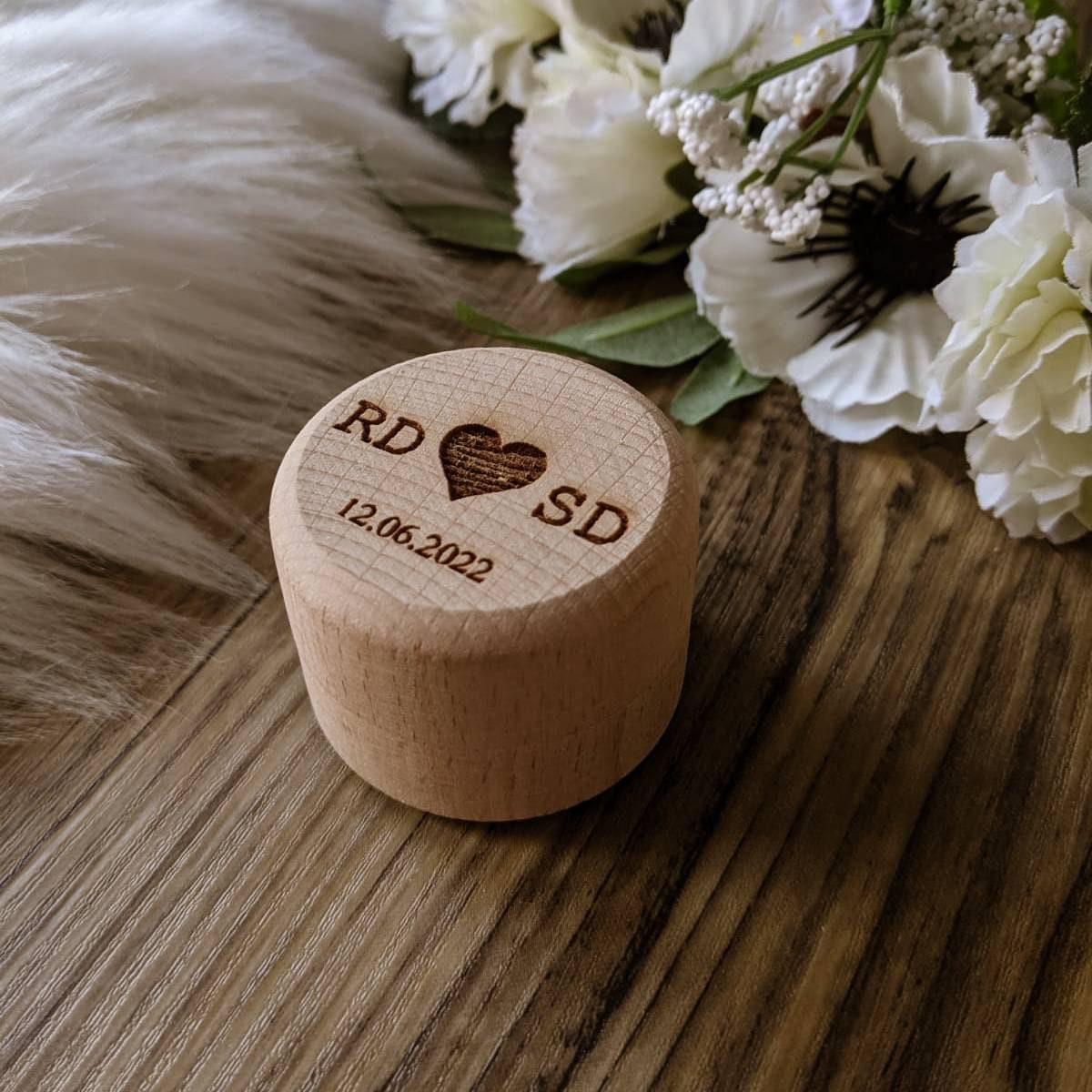 Wooden Wedding Ring Box | Personalised Initials Engraved Ring Box | Wooden Ring Box | Wedding Ring Box for Ceremony