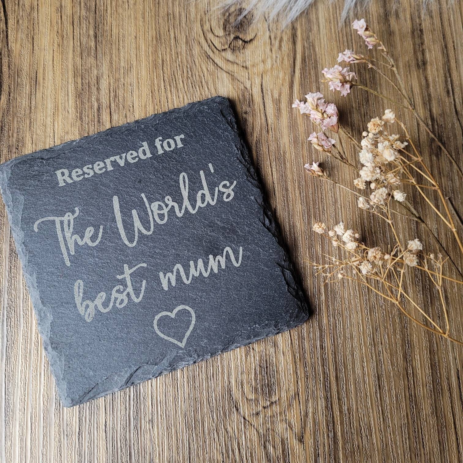 World's Best Mum Slate Coaster - Gift for Mum | Slate Coaster Gift