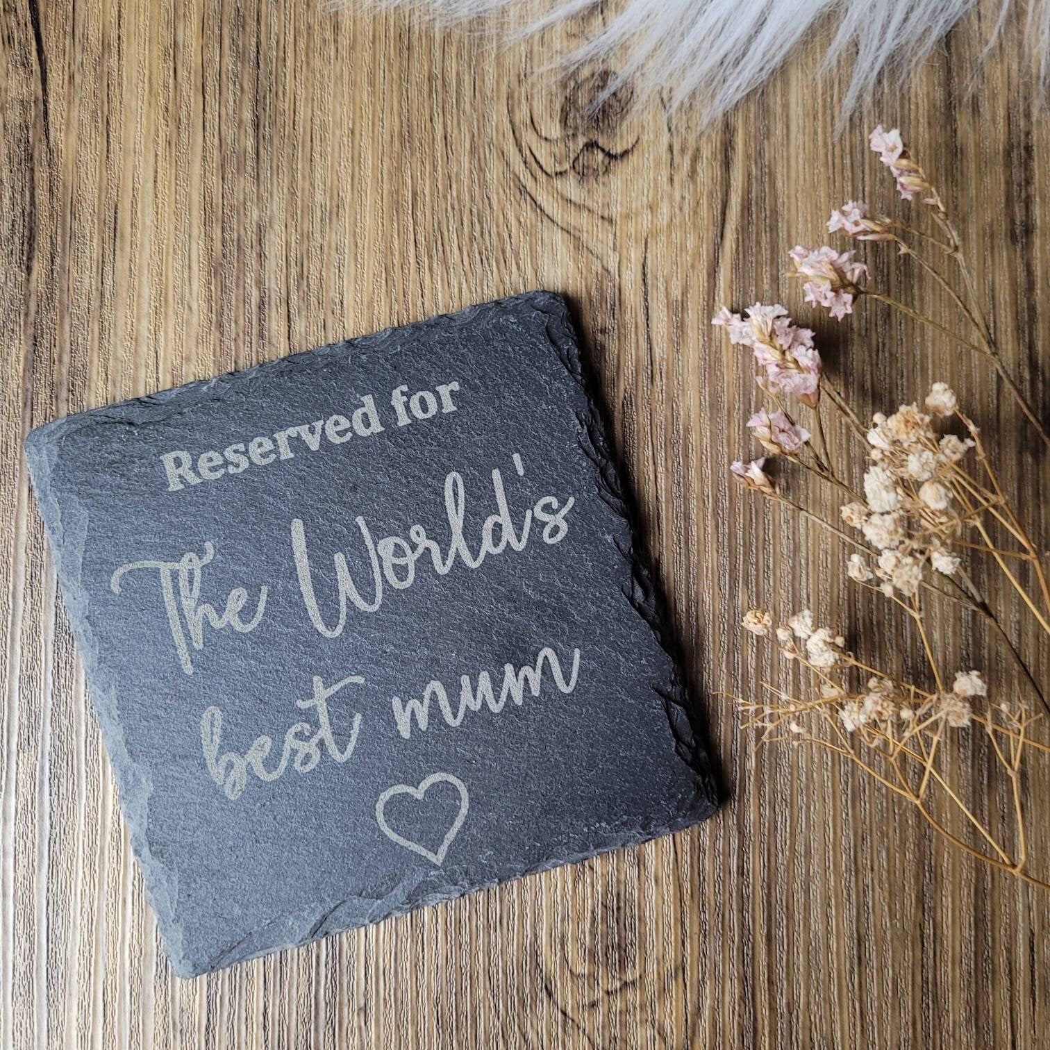 World's Best Mum Slate Coaster - Gift for Mum | Slate Coaster Gift