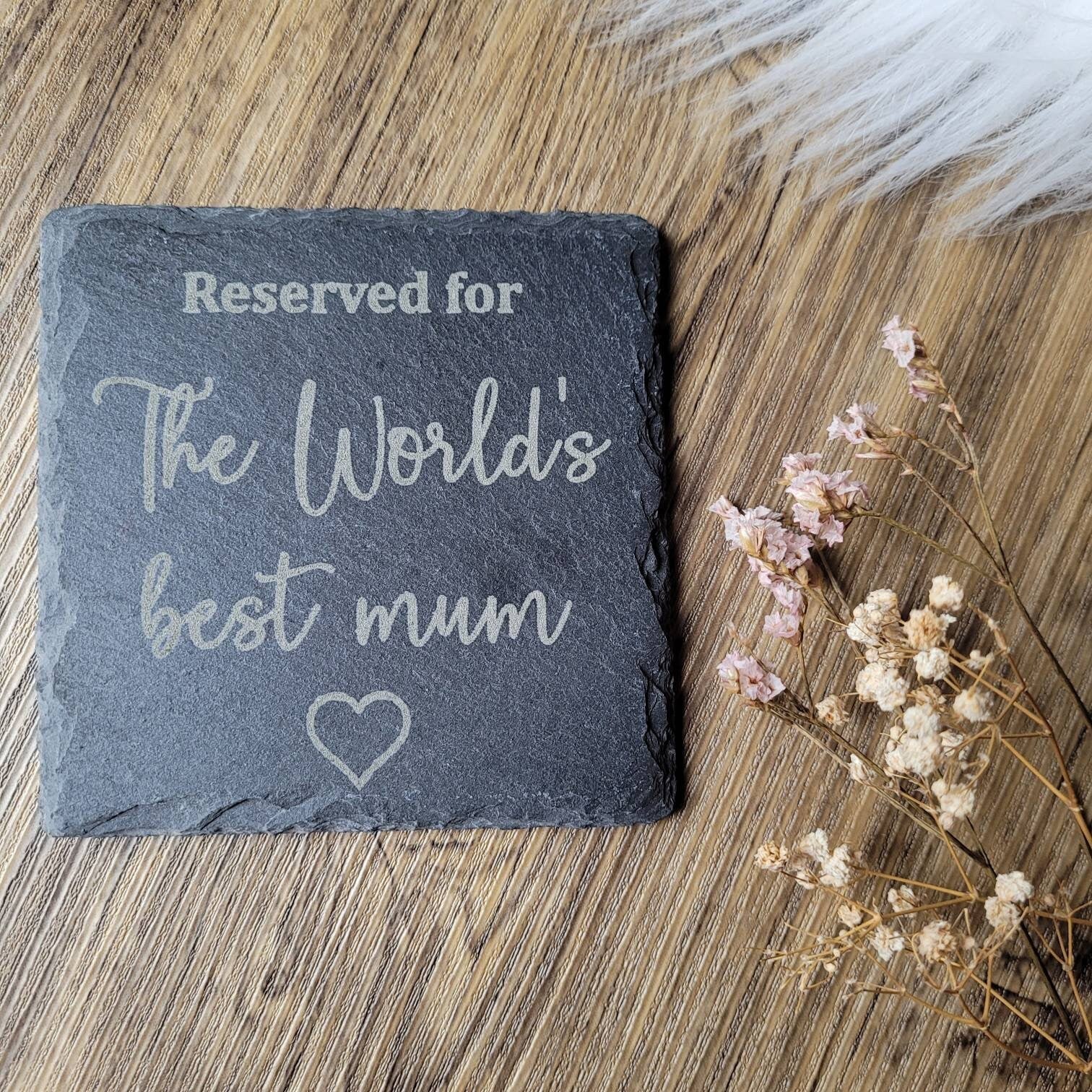 World's Best Mum Slate Coaster - Gift for Mum | Slate Coaster Gift