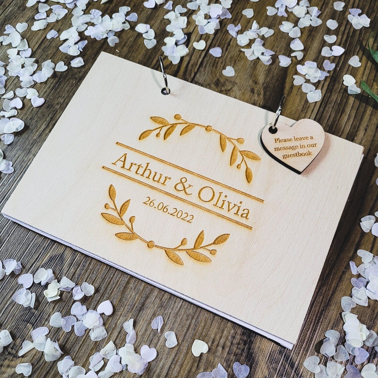 Wreath Personalised Wedding Guest Book | Rustic Wedding Decor | Wooden Guest Book Alternative | Unique Wedding Guestbook