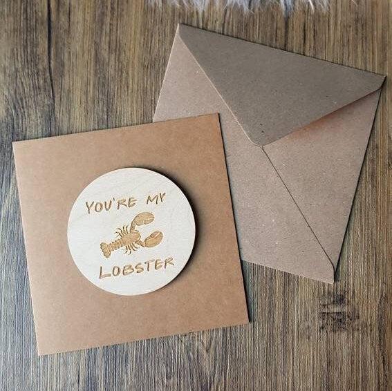 You're My Lobster Valentine's day Card -Anniversary Card- Friends Anniversary Card - Engraved Wooden Card - Friends TV Show